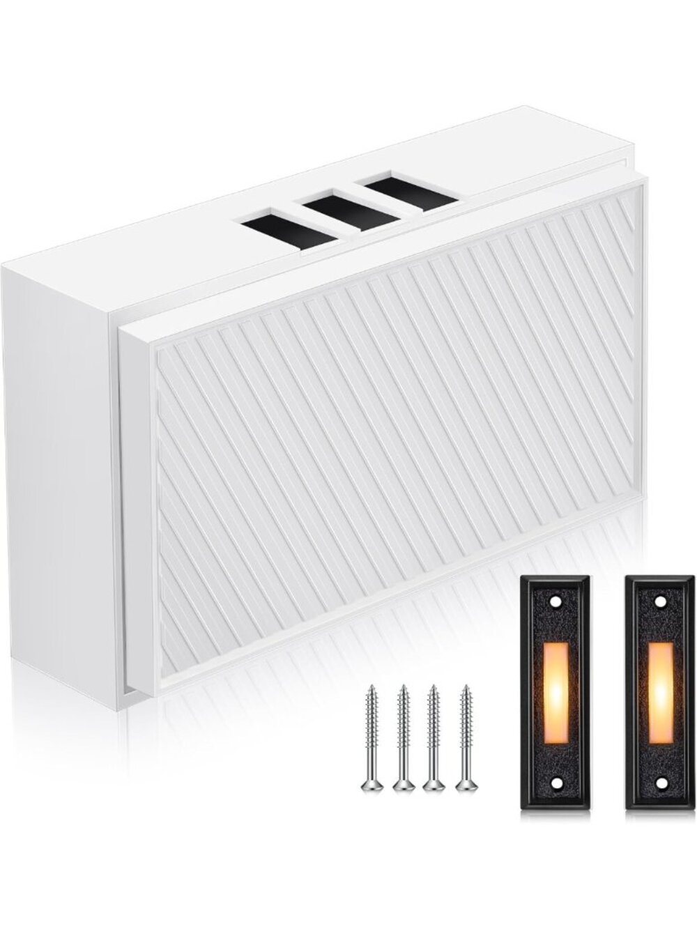 Lighted Wired Doorbell Chime with Stylish Black Bar Buttons - Modern Home